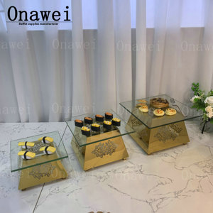 Onawei Hotel ristorante Wedding Gold Buffet festa espositore cibo Stand di ristorazione vassoi Rack Dessert riser per piatti alimentari - Product Image 3