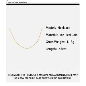 High Quality New Arrival Lovely Delicate 18k Pure Solid Gold Bead Necklace Chain For Women Pendant Matching Permanent Jewelry