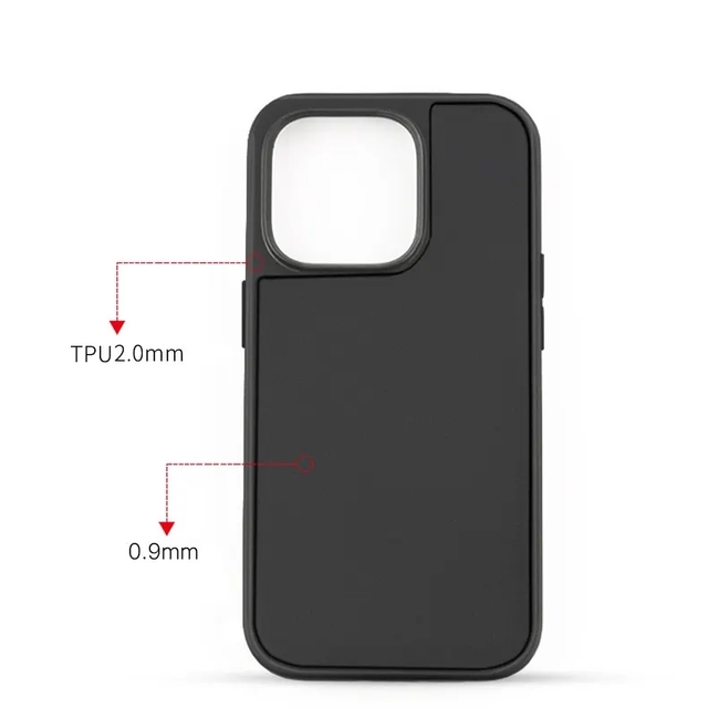 Ultra-Thin Black Matte 2-in-1 TPU PC Soft Mobile Phone Case for iPhone 14 Pro Max 15 14 13 12 Pro Max Plain Design