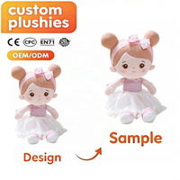Poupée en peluche personnalisée Fille Ballerine, douce et rembourrée, avec deux chignons et jupe tutu, OEM ODM, logo personnalisé, jouet en peluche pour enfants, vente en gros