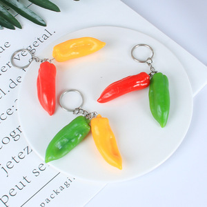 Porte-clés en PVC simulé en forme de piment, légume, alimentaire, poivron rouge, vert et jaune, pour sac à dos d'étudiant créatif - Product Image 4