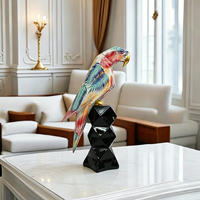 Figurine d'oiseau abstraite créative en résine, imprimée par transfert d'eau, perroquet coloré pour la décoration de la maison, du salon ou du bureau