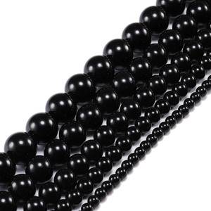 <b>Black</b> Glass Beads Round Loose Beads For Jewelry Making Wholesale DIY Accessories Size 4mm 6mm 8mm 10mm 12mm - Product Image 2
