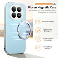 Casing Ponsel Bertekstur Serat Karbon Anyaman Magnetik untuk Xiaomi 17 untuk Redmi 15C 5G Turbo 5 Max Note 14 15 Pro Mendukung Pengisian Daya Nirkabel