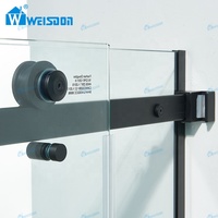 Weisdon Salle de douche en verre trempé rectangulaire sans cadre en acier inoxydable noir mat de bonne qualité