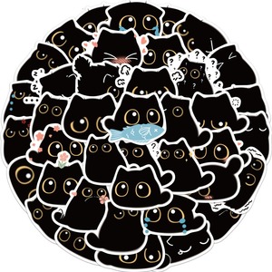 40 Pegatinas Decorativas de Vinilo con Diseño de Gato Negro de Anime, Resistentes al Agua y Ecológicas, para el Hogar, Equipaje y Laptop - Product Image 2