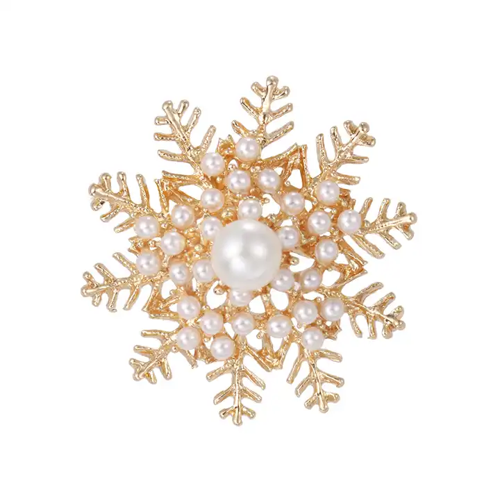 Brooch Women Silver Pearl, Pearl Snowflake Pin Brooch
