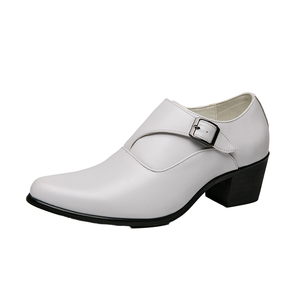 New Fashion High Quality Wholesale Lace-up Wedding Shoes Leather High <b>Heels</b> 37-44# for Both Women Men Height Increasing <b>Dancing</b> - Product Image 1
