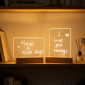 Hot Selling Beech USB Rectangular <b>Light</b> Wooden LED <b>Light</b> Base 3D LED Message Note Board - Product Image 2