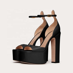 Escarpins d'été à bout ouvert pour femme, en cuir verni, avec bride à la cheville et talon carré, pour adolescentes, grandes tailles 43 - Product Image 5