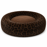 Lit pour chien orthopédique de luxe en fausse fourrure léopard avec couverture amovible et lavable, design personnalisé, emballage en carton, livraison directe