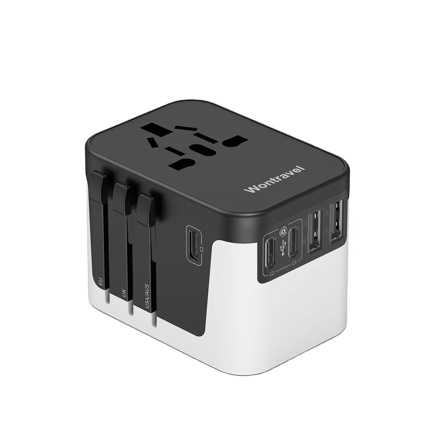 Wontravel adaptor perjalanan Universal seluruh dunia adaptor perjalanan semua dalam satu pengisi daya multifungsi stasiun adaptor perjalanan