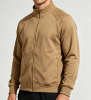 Veste de survêtement zippée intégrale épaisse pour homme, gris chiné clair, manches raglan, poches passepoilées, poignets côtelés, style streetwear, 100% coton