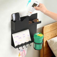 Support mural en fer pour télécommande avec porte-gobelet, idéal pour chambre et dortoir