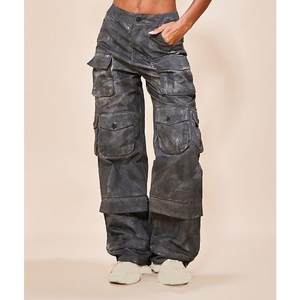 Pantalones vaqueros cargo estampados de pierna ancha para mujer, de mezclilla, holgados, estilo urbano, tallas grandes, de verano, informales, a la moda - Product Image 3