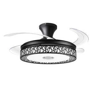 Temperatura de color cambiable 6 velocidades Led negro Control remoto retráctil <span class=keywords><strong>Bluetooth</strong></span> música ventilador de techo de lujo - Product Image 1