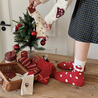 Chaussettes pour chaton, grandes chaussettes de Noël rouges, chaussettes en coton avec nœud pour le Nouvel An, chaussettes rouges avec nœud