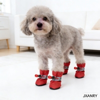 Chaussures pour animaux de compagnie JXANRY - Bottes imperméables antidérapantes en Oxford réfléchissantes pour petits chiens et chats avec boules en cuir - Bottes de pluie pour animaux de compagnie