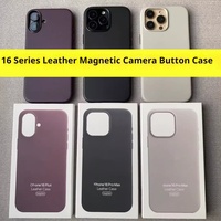 Pour iPhone 16 Pro Max 16 Plus luxe en cuir sans fil charge magnétique animé avec caméra bouton tactile coque de téléphone