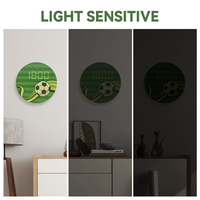 Jam Dinding Bulat Sepak Bola Digital Pintar LED Alarm Kayu Dekorasi Kamar Tidur Modern Klub Logo Kustom Hadiah Suvenir