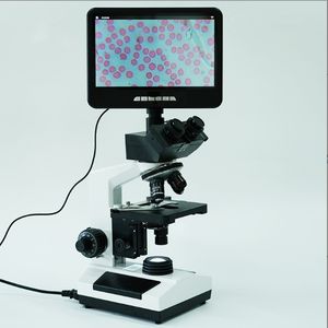 C-107T + LCD 삼안현미경 1600 배율 이중층 이동 플랫폼 교육 현미경 생물학 실험실 - Product Image 3