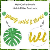 Decoraciones para el 3er Cumpleaños con Temática de Jungla, Pancarta 'Young Wild and Three' y Guirnalda con Estampado de Animales de Safari para Niños o Niñas