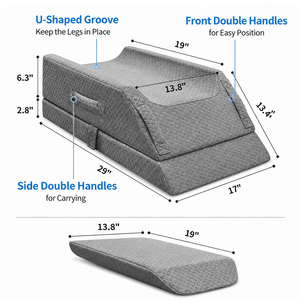 Almohada de elevación de piernas en capas OEM con espuma 26D y espuma viscoelástica de gel 30D, funda acolchada con diseño de diamante y asa con velcro - Product Image 2
