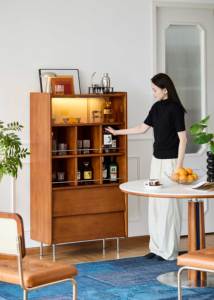 MUU Petite bibliothèque américaine en bois massif Couleur <span class=keywords><strong>vintage</strong></span> Armoire de rangement basse pour chambre à coucher Salon Support de rangement moderne pour disques - Product Image 2