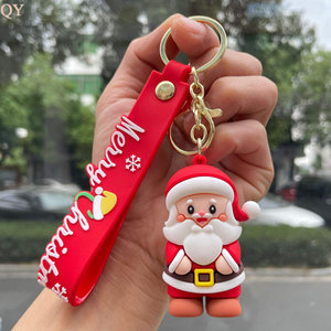 QY Cute Christmas PVC Keychain Santa Claus Christmas <b>Tree</b> Rubber Key Ring Holiday Gift Ornament for Family Friends - Product Image 5