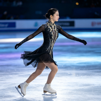 Robe de patinage artistique noire à col montant, manches longues en résille, strass, costume de compétition personnalisé pour enfants, adolescents et adultes, OEM