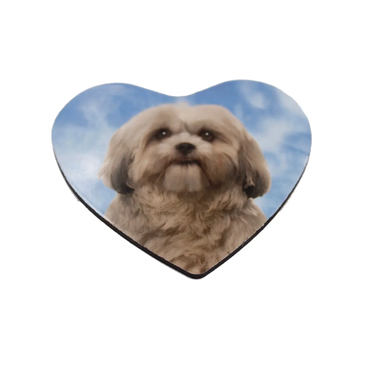 Imán de nevera con logotipo de perro con impresión en forma de corazón de papel recubierto barato personalizado
