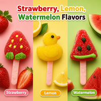 Sucettes gélifiées 3D en forme de fruits (Fraise, Pastèque, Canard) – Bonbons mous aux jus de fruits pour fêtes d'enfants – Vente en gros