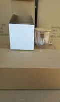 Mug de voyage en verre borosilicate moderne 8oz 12oz 15oz, double paroi, couvercle en bambou, isolé, anti-fuite
