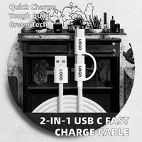 Kabel Data USB 2-in-1 1m Tipe C Pengisian Cepat Kompatibel iPhone 15 16 Tablet 60W 20W Kabel Sinkronisasi untuk Komputer IOS