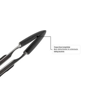 In Voorraad Hoge Kwaliteit Roestvrijstalen Serveertang Met Vergrendeling Keuken Voedseltang Met Siliconen Tips - Product Image 4