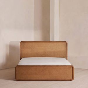 Camas Modernas de Ratán con Estructura de Madera Maciza, Muebles de Dormitorio, Cama de Madera Tamaño King y Queen - Product Image 2