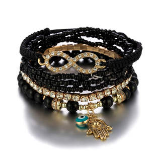 Bohemio Vintage Venta caliente pulsera ojo mano colgante conjunto <span class=keywords><strong>6</strong></span> pulseras mujer joyería de moda - Product Image 5