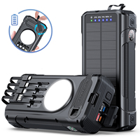 Meilleures ventes : Power Bank solaire à manivelle 40000mAh, modèle ZL-912, avec 4 câbles intégrés, lampe torche LED, chargeur d'urgence pour le camping