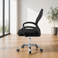 Chaise de bureau élégante avec dossier en maille, base à cinq branches électroplaquée, pivotante, pour bureau, Allemagne