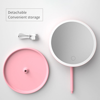 Miroir de maquillage intelligent à écran tactile LED avec support, rechargeable par USB, miroir de courtoisie rond avec éclairage