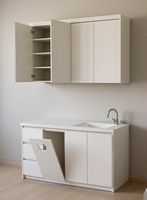 Cuisine modulaire sur mesure, armoires grises, pierre artificielle moderne avec évier, ensemble de table d'îlot de cuisine, fabriqué en Chine