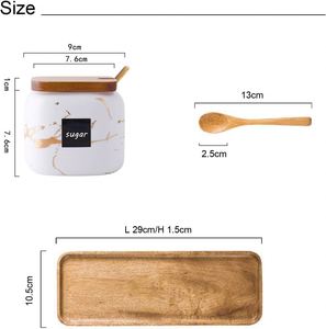 Wholesale <b>Vintage</b> Style Ceramic Spice Jar & Sugar Bottle Set with Wood Rack Freezer Safe Multifunction Design - Product Image 2