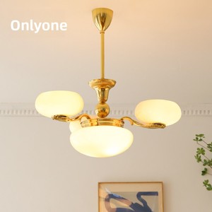 Lampadario in Rame Stile Art Déco con Opale, Finitura Oro, Design Retrò Francese, per Soggiorno e Camera da Letto, con Paralume in Vetro a Ciotola, Controllo Vocale Smart tramite App - Product Image 2