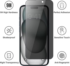 Oem 9H 3D sự riêng tư bảo vệ màn hình 2.5D rạng rỡ loại bỏ bụi Tempered Glass Đối với iPhone 16 15 14 13 12 11 Pro Max điện thoại di động - Product Image 3