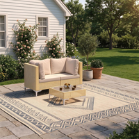 Ensemble de salon moderne en rotin pour patio, canapé 2 places en osier avec table basse pour véranda et jardin
