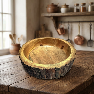 Cuencos Rústicos de Madera Ecológica Pulida Estilo Vintage para Servir Ensaladas y Frutas, Decoración del Hogar, Accesorios para Fiestas Navideñas BS - Product Image 1