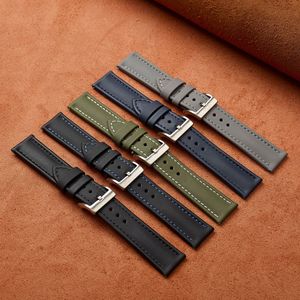 Correa de reloj de piel de becerro de primera calidad, cosida a mano, con hebilla de pasador, varios tamaños de ancho, suave, transpirable, pulsera de cuero genuino <span class=keywords><strong>para</strong></span> uso diario. - Product Image 3