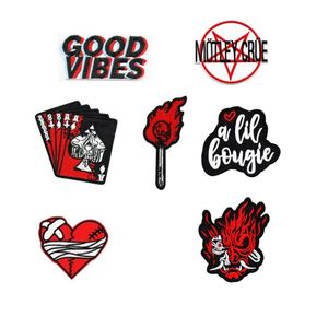 Punk Style Iron on Embroidery Heart Skull Torch <b>Playing</b> <b>Card</b> Patch for Clothing Bag Jeans Decoration - Product Image 1