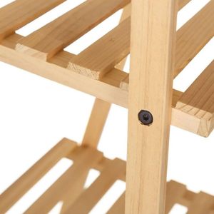 Étagère de rangement en forme d'échelle à 4 niveaux en bois de sapin naturel 42x43x134 cm, unité d'étagérage pour la maison, le bureau ou l'exposition - Product Image 5
