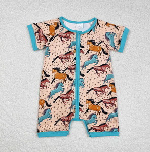 Mono de verano para bebé con cremallera y estampado de rodeo ecuestre occidental, manga corta - Product Image 4